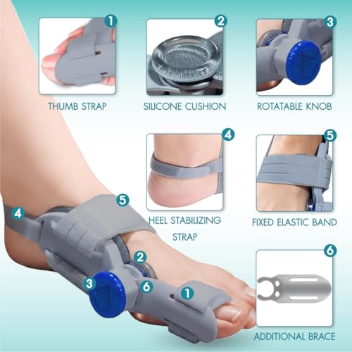 Upgrade Bunion Corrector for Women Big Toe & Men – Adjustable Knob Correction Pair, Big Toe Straightener & Toe Separators with Heel Strap, Extra Silicone Pads & Bonus Shoe Inserts