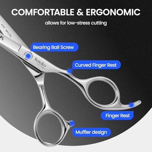 Hair Cutting Scissors Kit, 6" Haircut Scissors Set Silver-6.0 Inch