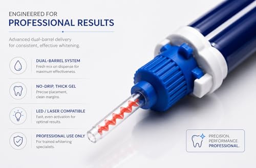 Professional Teeth Whitening Gel 44% Hydrogen Peroxide – LaserGlow in-Office Formula | Dual Barrel Auto-Mix Syringe | for Salons, Medspas & Whitening Technicians | 5mL
