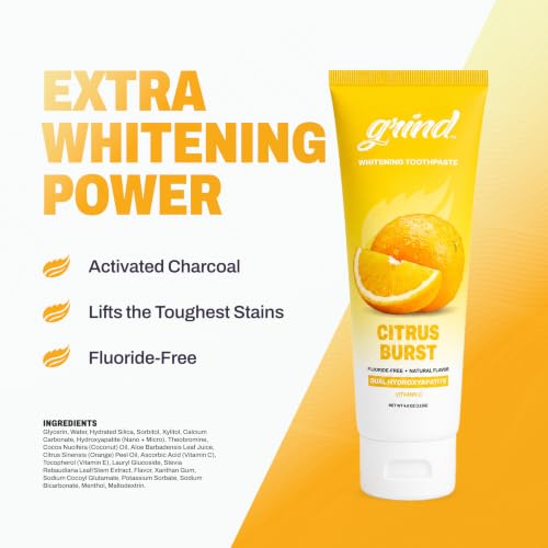 Grind Toothpaste 3-Pack, Nano-Hydroxyapatite Fluoride-Free Formula | Appropriate for Sensitive Teeth, Adult Oral Care | Fresh & Fruity Bundle - Citrus Burst, Lemon Love & Coastal Crush