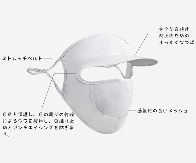 Hat Brim Face Sunscreen UPF 50+ Mask Women Summer UV Protection Ice Silk Full Face Sun Shade Breathable Mask Women's Full Protection UV Protection - BeesActive Australia