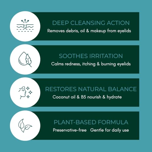 NOVEHA Extra Strength Tea Tree Eyelid & Face Foaming Cleanser – Daily Cleansing Foam with Tea Tree Oil, Coconut Oil, Vitamin E & Pro-Vitamin B5 – For Eyelids, Lashes & Face – 3.38 fl oz (100ml) 2 Pack