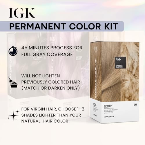 IGK Permanent Hair Dye Color Kit, Latte 7N, Dark Natural Blonde Short or Fine Hair (4.75 Ounce - Pack of 1)