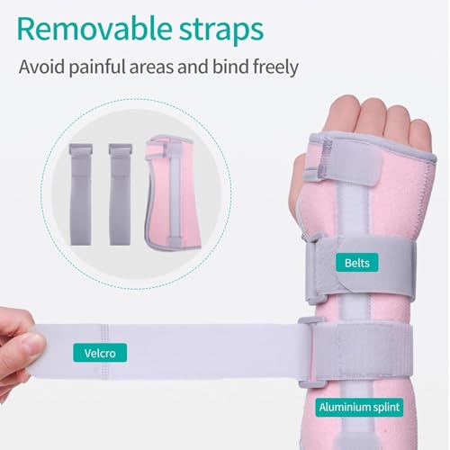 Wrist Brace for Carpal Tunnel Night Support, Adjustable Wrist Support with Left Hand, Carpal Tunnel Relief Wrists Splint for Work, Hand Brace for Men and Women(Left-Pink) Pink