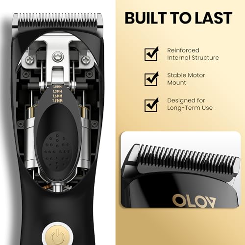 Hair Clippers for Men, Cordless Hair Clipper Kit, Adjustable 4 Length Setting, 2-Speed Settings, Replaceable Ceramic Blade Heads, Rechargeable Hair Clippers for Family (Black) Black