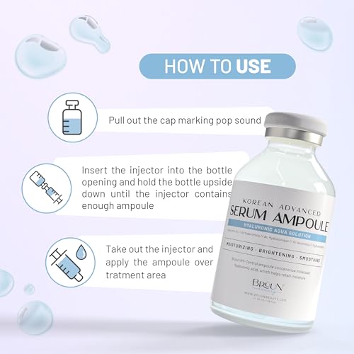BRÜUN HY - Control Hyaluronic Aqua Solution Ampoule - A Korean Serum Booster for Face to Use as a Skin Care Serum 1.18 fl.oz
