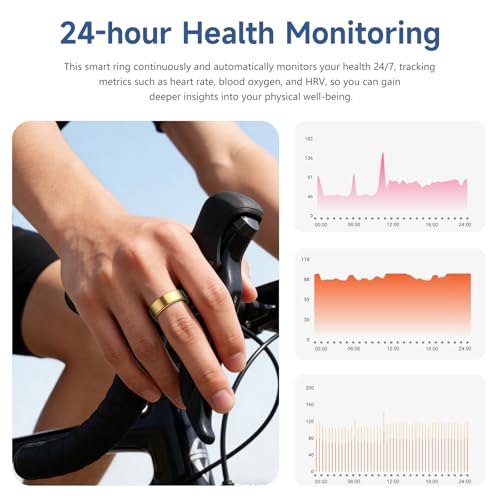 Smart Ring for Women Men, Health Tracker, Fitness Ring (Gold, 7#) Gold 7#
