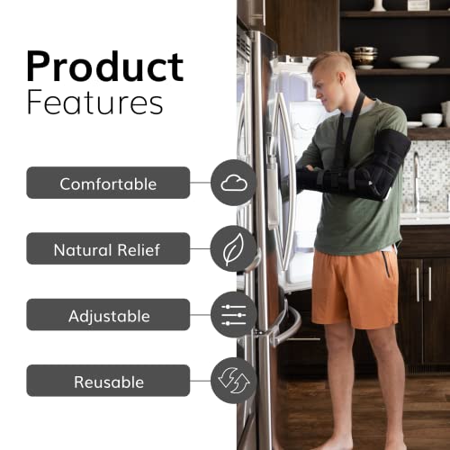 BraceAbility Posterior Long Arm Splint - Elbow Immobilizer Right or Left Forearm Brace with Sling for Fractures, Post-Surgery Recovery, Tendonitis, Bursitis, and Ulnar Nerve Entrapment Relief (S) Small