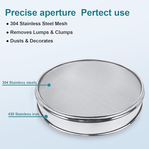 304 Stainless Steel Lab Sieve Screen Mesh, 20 Mesh (0.9mm) Aperture Test Sieve, 12Inch(30cm) Diameter Economy Standard Analysis Sample Test Sieves for Industrial Laboratory Homes 20Mesh(0.9mm)/Ф12in/30cm