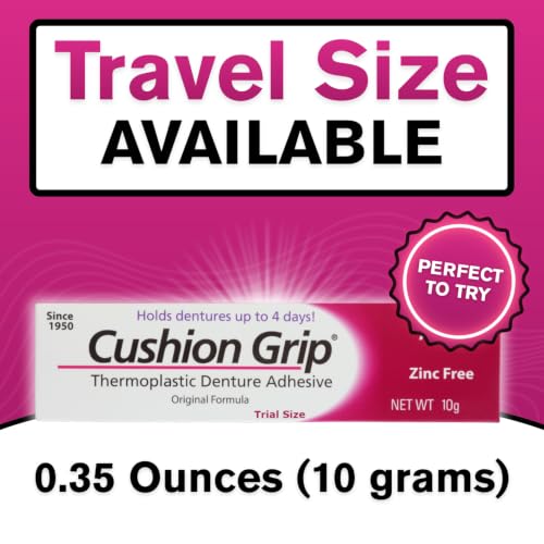 Cushion Grip Thermoplastic Denture Adhesive, 0.35 oz Travel Size | Refits and Tightens Loose Dentures On The Go | Glue-Free, Acts Like a Soft Denture Reliner (Pack of 5) 5 Pack