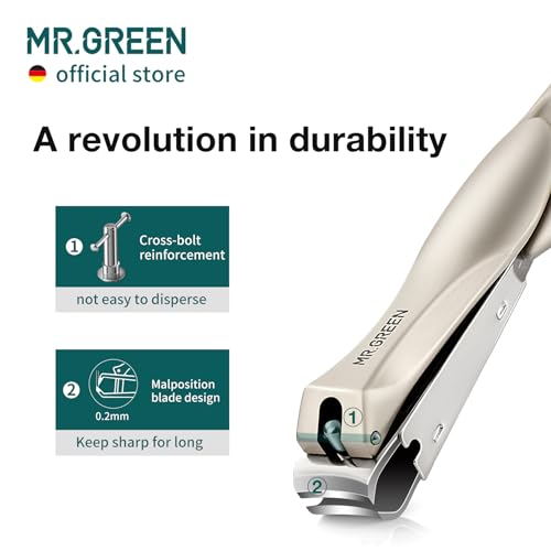 MR.GREEN Nail Clippers Stainless Steel Anti Splash Fingernail Cutter Manicure Tools Bionics Design Pedicure Scissor Nail Trimmer (Nail Clipper (Large)+Nail File) Nail Clipper (Large)+nail File