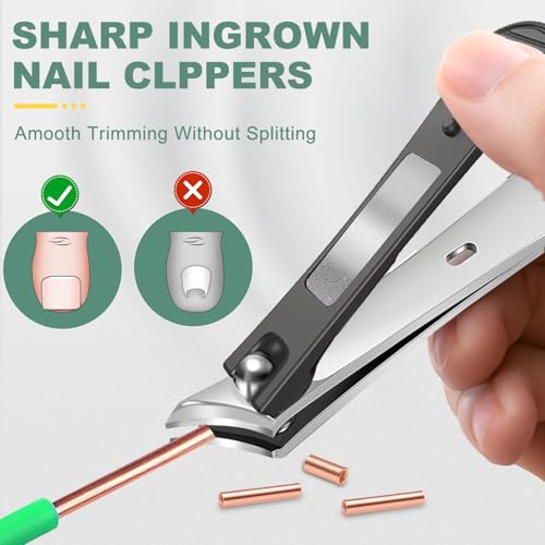 Ingrown Nail Clippers, CLPPNA Slanted Curved Blade Toe Nail Clippers for Ingrown Toenails & Fingernail, Stainless Steel Toenail Clippers Cutter, Angled Nail Clippers for Seniors, Men, Women 1PCS（45°Ingrown）