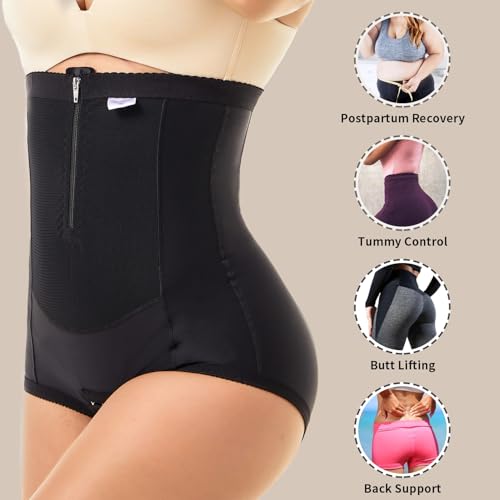 MOVWIN Postpartum Belly Wrap C Section Panties Belly Band Abdominal Compression Corset Girdle Shorts with Zipper XX-Large Beige