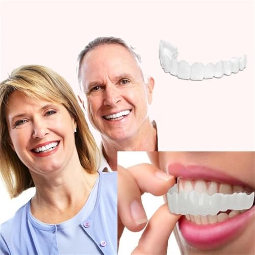 2 Pairs,Temporary Adjustable Smile Support, Comfortable & Secure, Top & Bottom Included.(White) (7)