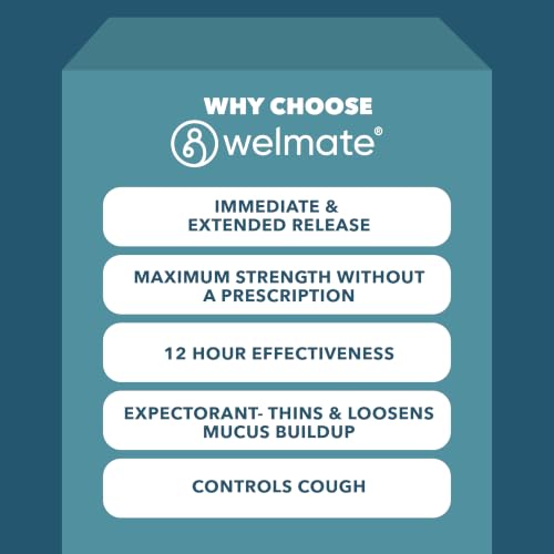 WELMATE Max Strength 12Hr Mucus Relief DM Cough Suppressant, 98 Tablets Mucus DM Relief - 1200 mg (98 ct)