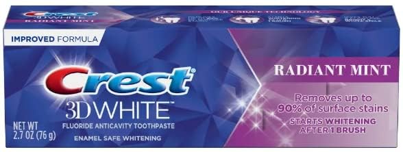 Crest 3D White Toothpaste Radiant Mint, 2.7 Oz (76g) - Pack of 3