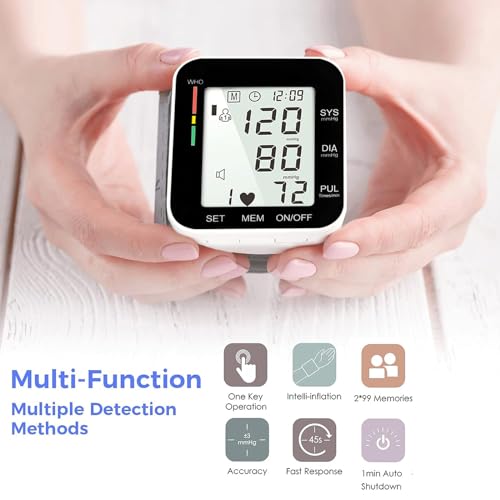 MMIZOO Wrist Blood Pressure Monitor BP Machine with Carrying Case Black