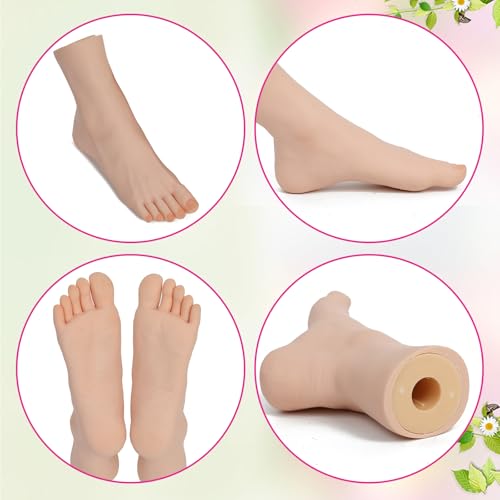 Practice Foot Model Soft Realistic Silicone Flexible Bendable Model Manicure Tool Fake Nail Foot for Nail Tips Art Training for Home Salon DIY (Left) Left