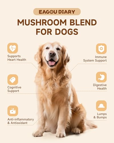 Mushroom for Dog with Turkey Tail Mushroom for Dogs, Lion’s Mane, Shiitake - Pumpkin Powder for Dogs Supports Digestion, Gut Health