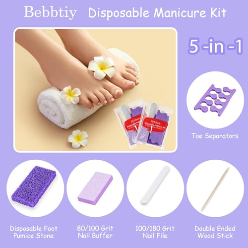 5 in 1 Disposable Pedicure Manicure Kit Sets (20, Count, 80/100 Grit) 20