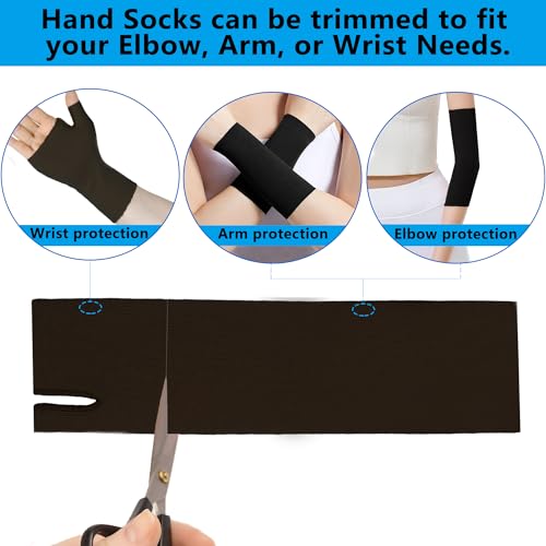 VISKONDA Hand Socks for Splint (Pack of 6) Wrist and Thumb Spica Wrap Liner for Women Men,Arm Cast Cover Stockinette Sleeve for Under Brace Skin friendly protective cover(Black,Small) Small Black