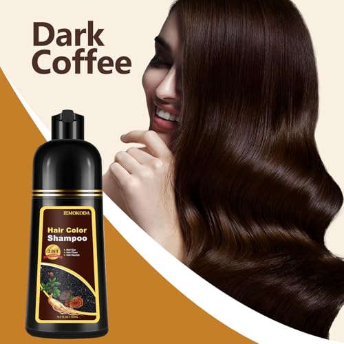 Instant Dark Coffee Hair Dye Shampoo 3 in 1, Hair Color Dye for Men Women
