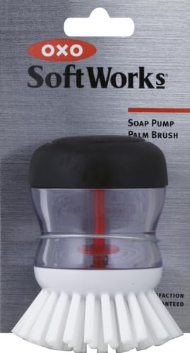 OXO Good Grips Soap Dispensing Palm Brush, Black/Clear/White - BeesActive Australia