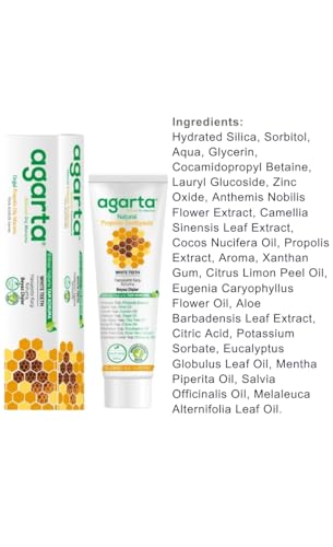 Agarta Fluoride-Free Propolis Toothpaste – Natural Botanical Oral Care with Propolis Extract, Vegan Clean Formula – 3.38 fl oz