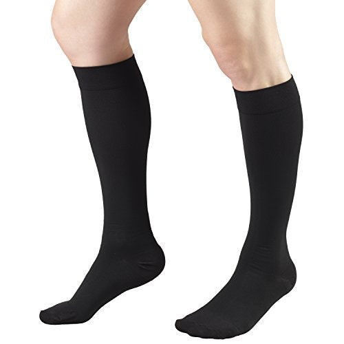 Truform 20-30 mmHg Compression Stockings for Men and Women, Knee High Length, Closed Toe Black X-Large (1 Pair) Microfiber Knit