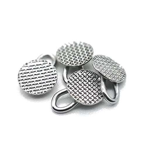Dental Orthodontic Bondable Caplin Hook Lingual Buttons With Traction Hook,10pcs/Pack, Mesh Base (5 Packs)