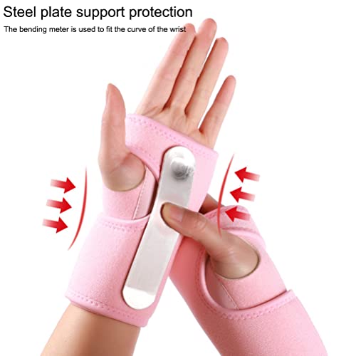 2 Pcs Wrist Brace with Steel Plate for Carpal Tunnel Adjustable Breathable Night Sleep Wrist Support Brace Wrist Splint () pink