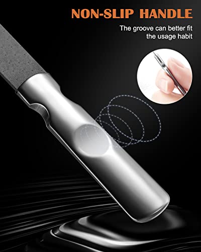 FVION Professional Metal Nail Files - 2 PCS, Double-Sided, Stainless Steel, Coarse & Fine Grit, Manicure & Pedicure Tool Set Medium