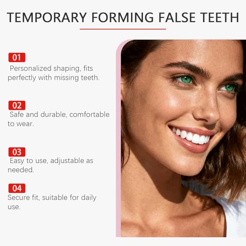 Temporary Tooth Replacement Kit for Adults, DIY Fake Tooth for Missing Tooth, Moldable Tooth Beads, Natural Looking Snap-in Temporary Tooth