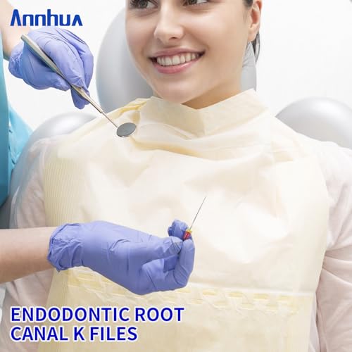 Annhua Endodontic Root Canal K Files 25MM Stainless Steel K-Files with Assorted Sizes, Sturdy Hand Use Dental Endodontic Endo K Files for Treatment, 15-40# | 6 Pcs MIX-15~40#
