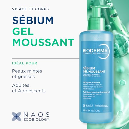 Bioderma - Face Cleanser - Sébium - Makeup Removing Cleanser - Skin Purifying - Face Wash for Combination to Oily Skin 16.7 Fl Oz (Pack of 1)