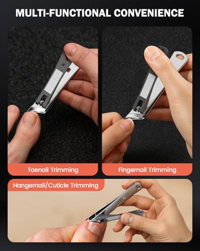 BEZOX Ingrown Toenail Clippers – Slant Blade Nail Clippers for Seniors, Fingernail Clippers for Ingrown Nails, Toe Nail Cutters for Men, and Women - Gray Black