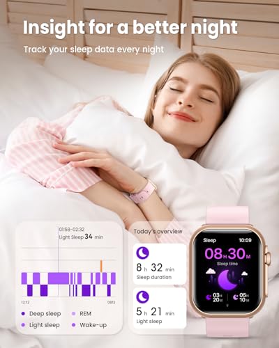 Smart Watch for Women for iPhone Android:1.85" Smartwatch Fitness Tracker Pinksand 1.85
