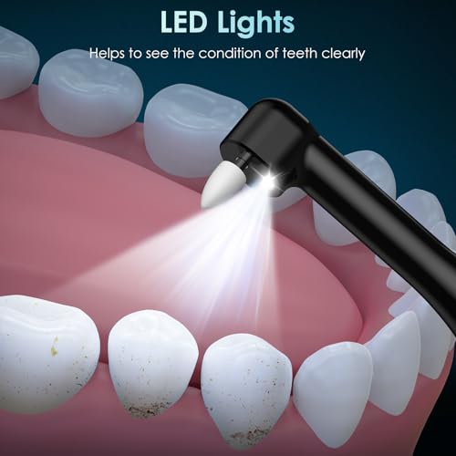Tooth Polisher, Rechargeable Teeth Polisher with 5 Brush Heads, 4 Speed Modes, 3 Polish Pastes, LED Light, Tooth Whitening for Cleaning and Polishing, IPX6 Waterproof Teeth Cleaning Tools