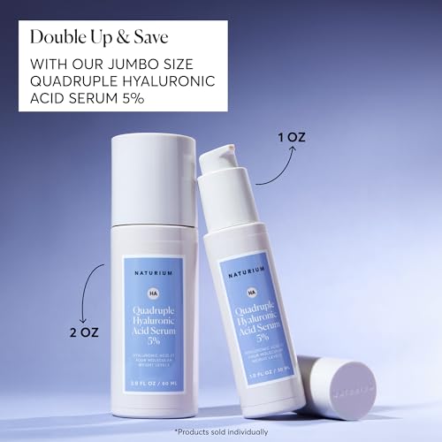 Naturium Quadruple Hyaluronic Acid Serum 5% Jumbo, Hydrating & Plumping Face Serum, Anti-Aging & Moisturizing Skin Care, Fragrance-Free, 2 oz 2 Fl Oz (Pack of 1)