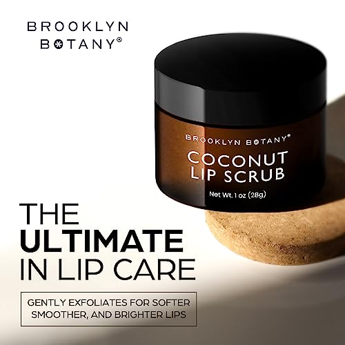 Brooklyn Botany Lip Scrub Exfoliator 1 oz – Lip Moisturizer for Dry Lips and Chapped Lips – Gentle Lip Exfoliator for Smooth and Brighter Lips – Coconut Flavor Coconut 1 Oz (Pack of 1)
