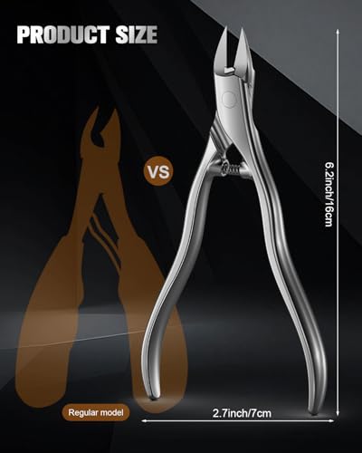 FERYES Podiatrist Straight Blade Toenail Clippers for Seniors - 4.4inch Stainless Steel Long Handle Toe Nail Clippers, Precision Trimming for Thick & Ingrown Nails 4.4 Inch Straight Silver