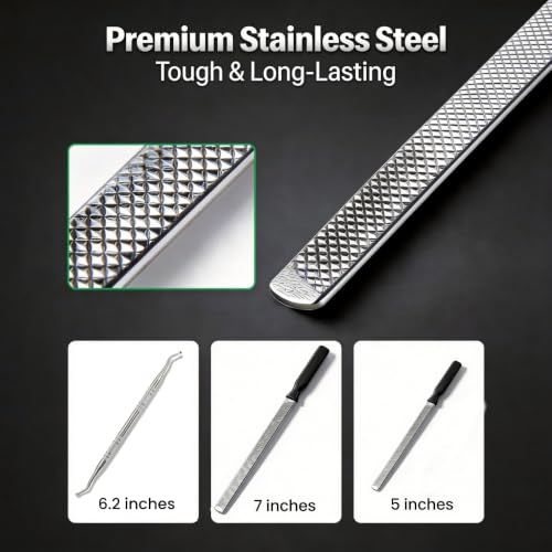 Heavy Duty Metal Toe Nail Files for Thick Nails & Ingrown Lifter-GJYT4 Black Silicone+Silver Lifter