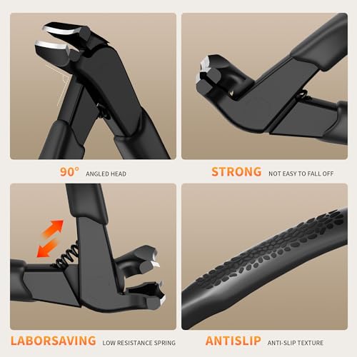 ZIZZON Ergonomic Non-Slip Long Handle Nail Clippers for Seniors – Angled Head with Wide Jaw, Built in Catcher for Thick Toenails and Fingernails
