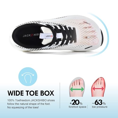 JACKSHIBO Wide Toe Box Shoes Women Orthopedic Plantar Fasciitis Sneakers 9.5 Wide Wide Sneaker White