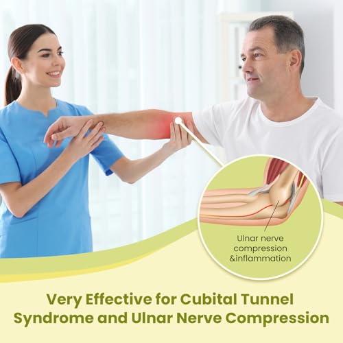 Cubital Tunnel Syndrome Elbow Brace Splint for Ulnar Nerve Entrapment, suitable for all day, with 3 interchangeable angle supports (Airy-Gray-L/XL) Airy-Gray L/XL