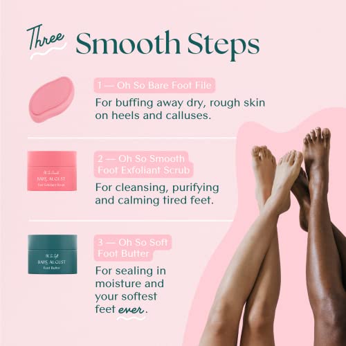 Bare August Glass Foot File Callus Remover- Heel Scraper & in Shower Foot Scrubber Dead Skin Remover - Pedicure Foot Buffer for Soft Feet Pink