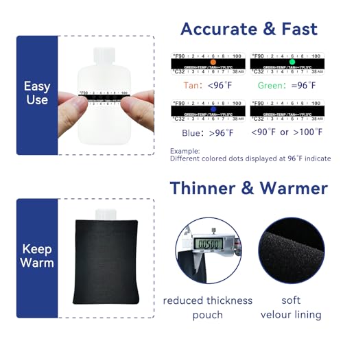 Urine Test Complete Kit - Smaller 3oz Translucent Empty Bottle, Non-Falling and Hi-Stretch Leg Strap, Urine Test Temperature Strips and Velvet Lining Sample Bag, Urine Test Practice Kit at Home Screw cap