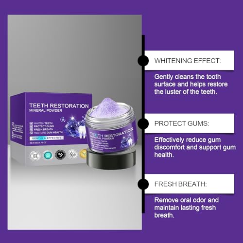 2PCS Purple Teeth Restoration Mineral Powder, Mineral Tooth Powder, Dental Restoration Mine RAL Po wder, in Strengthening Teeth and Gums, Protect Gums and Freshen Breath 2pcs