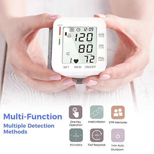 MMIZOO Wrist Blood Pressure Monitor BP Machine with Carrying Case White