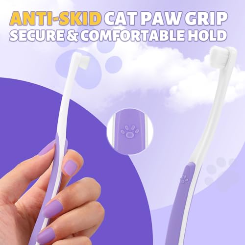 Cat Toothbrush for Kitten Teeth Cleaning + Natural Coconut Oil Cat & Dog Toothpaste